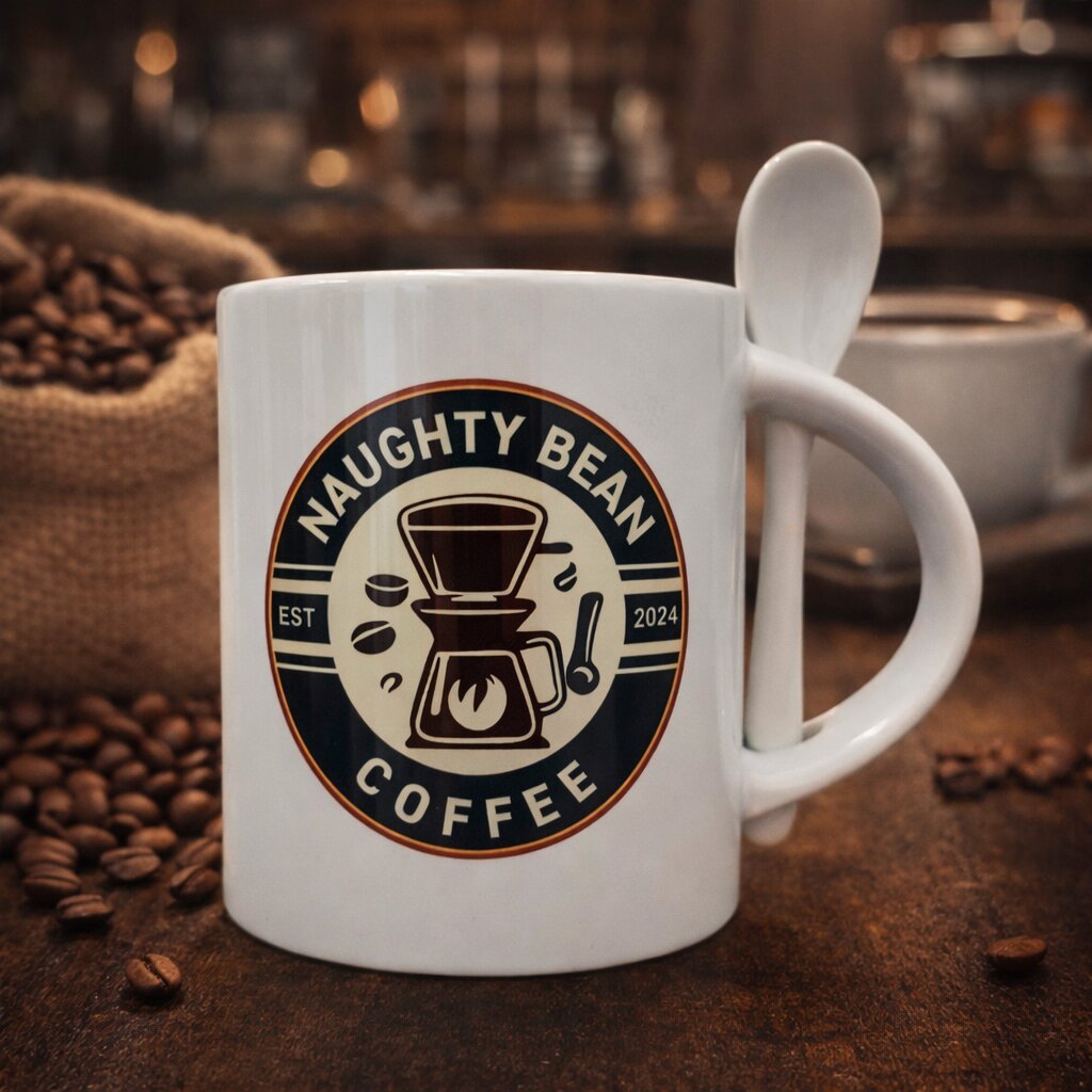 Naughty Bean Coffee Cup with Spoon